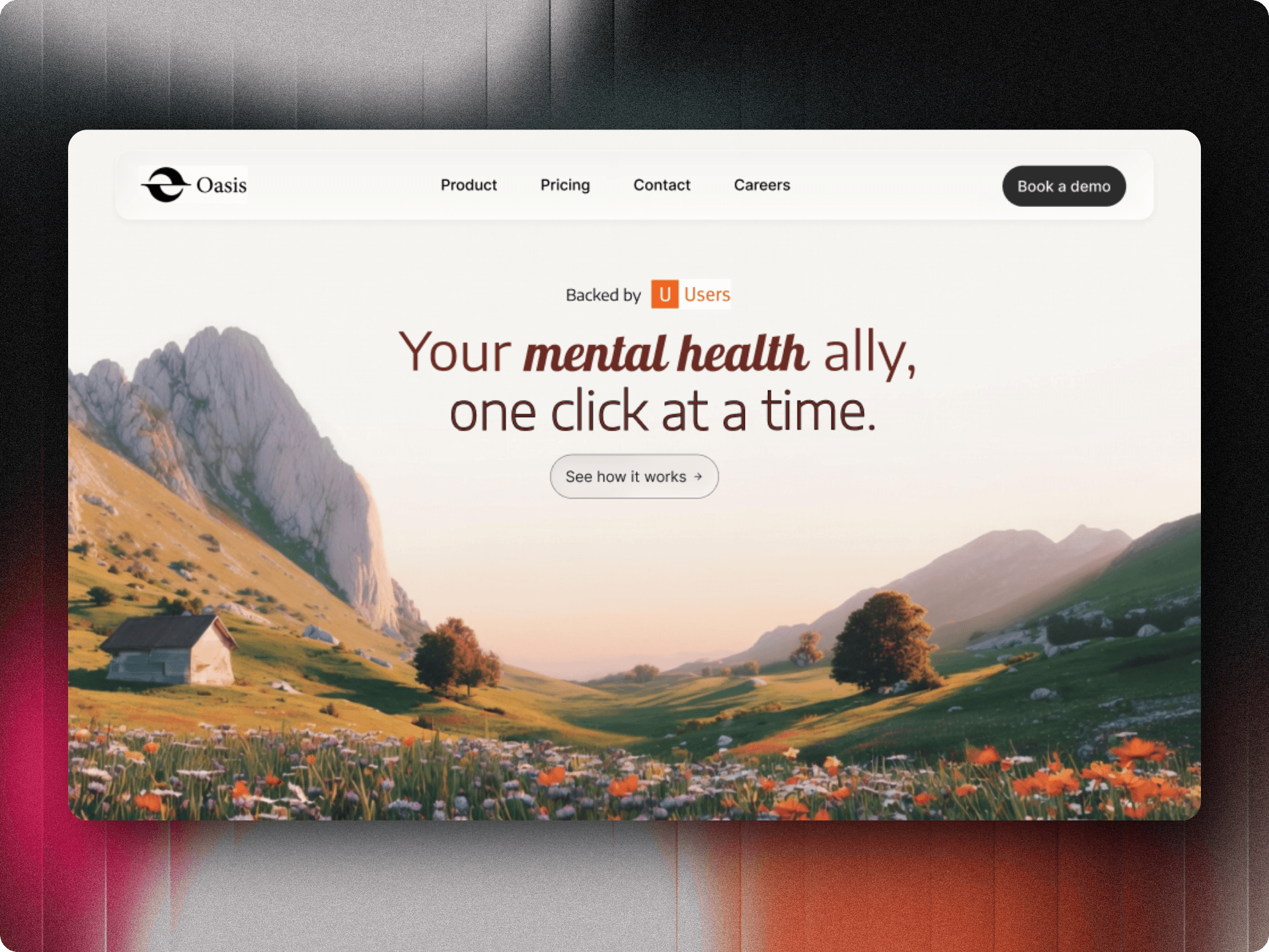 Oasis — Mental health platform landing page